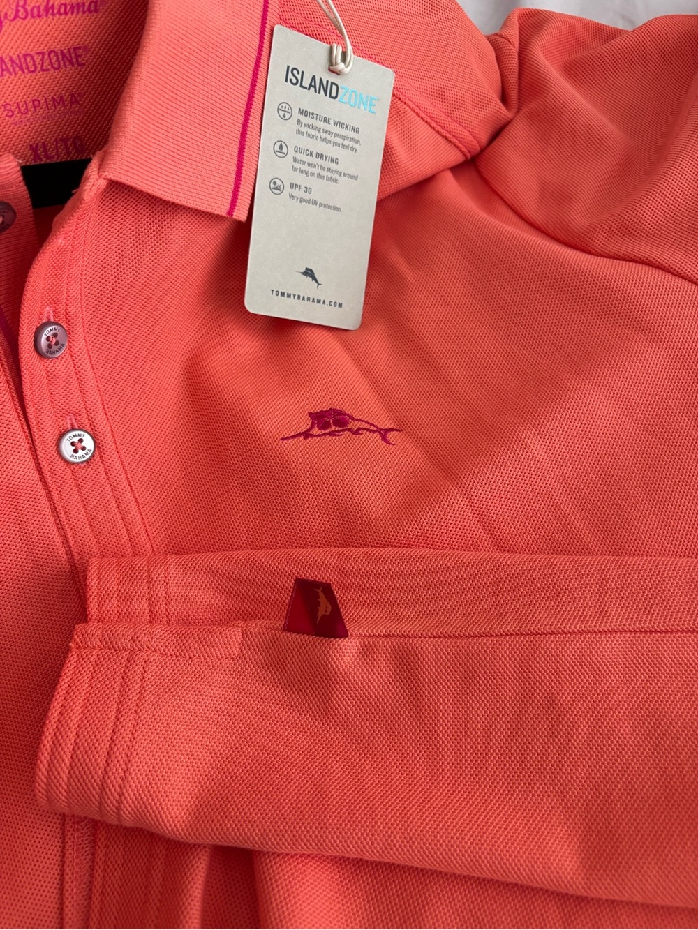 Tommy Bahama Orang/peach Short-Sleeve Polo with Embroidered Logo XL NWT